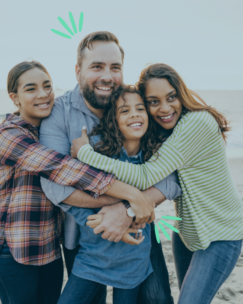 happy family in group hug